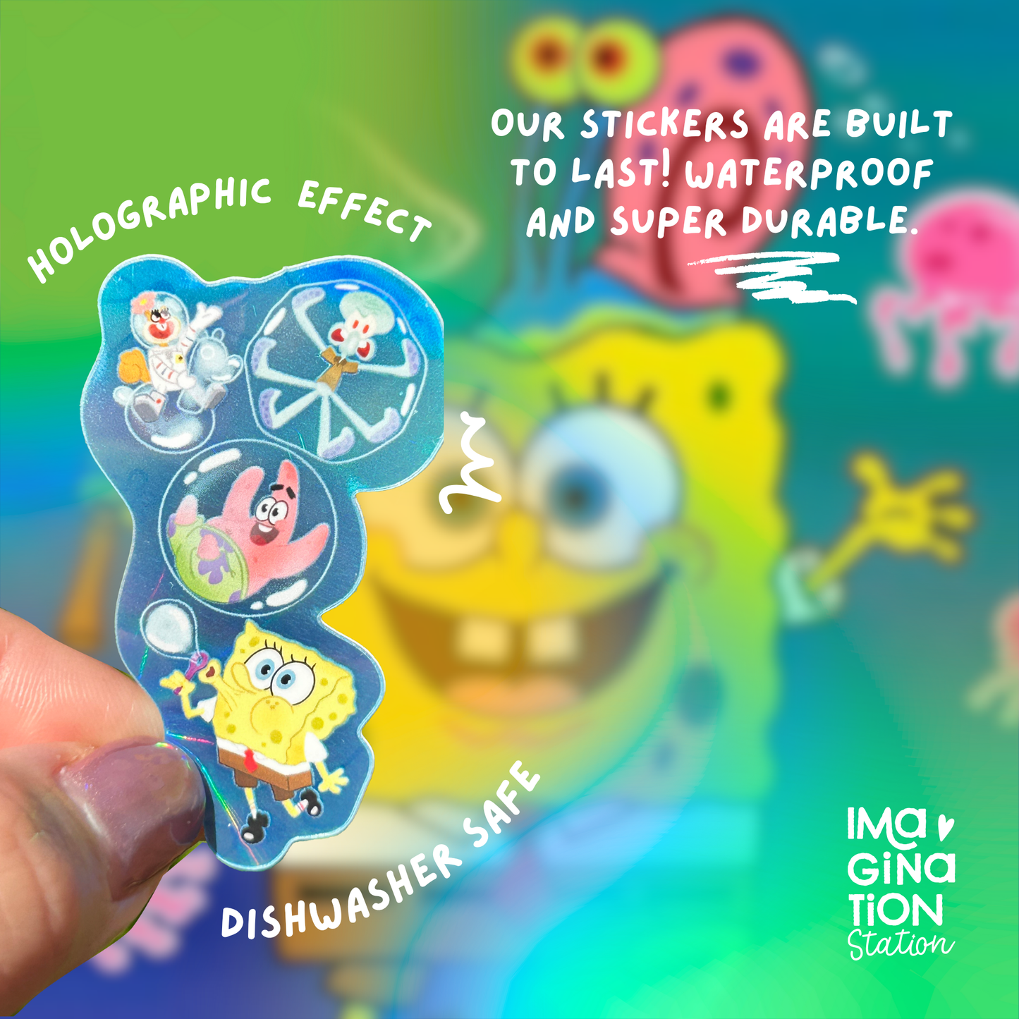 Bob and Friends Under the Sea - Waterproof Glossy Holographic Effect