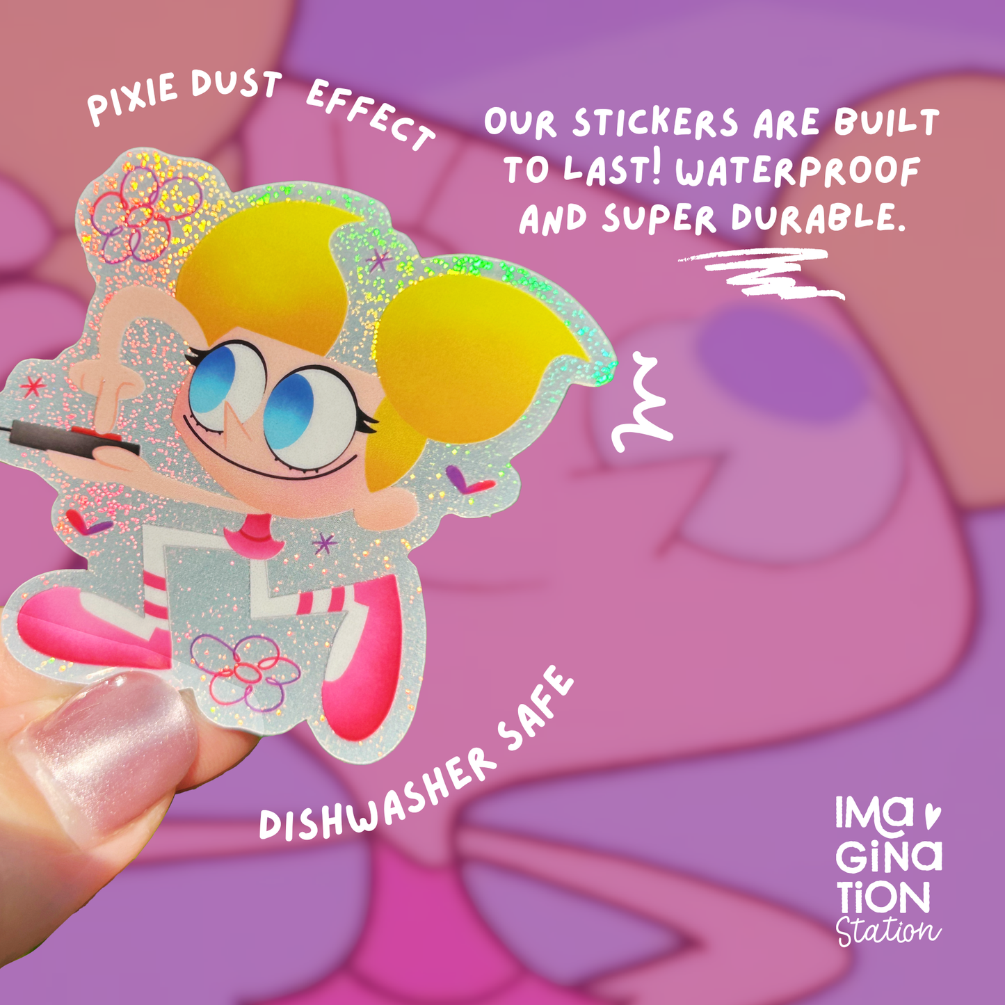 DeeDee Dexter's Laboratory Sticker | Pixie Dust Glossy Cartoon Decal | 90s Dexter's Lab Vinyl | Kawaii Funny Nostalgic Gift