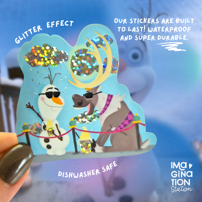 Olaf and Sven Sticker - Waterproof Glitter Glossy Effect