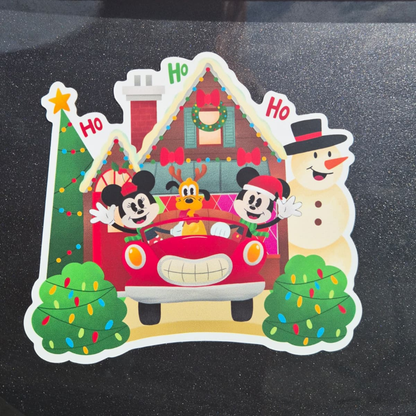 Mickey, Minnie and Pluto Holiday Car Magnet - Custom Die-Cut