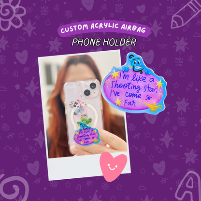 Aladdin Genie Holographic Acrylic PopSocket - 'I'm Like a Shooting Star' Disney Quote