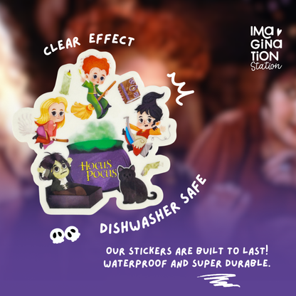 Hocus Pocus Magic Sticker | Waterproof Vinyl Decal | Halloween Witch Laptop Water Bottle Decor