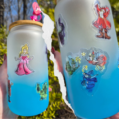 Sleeping Beauty Sticker Sheet - Waterproof Clear Glossy Effect