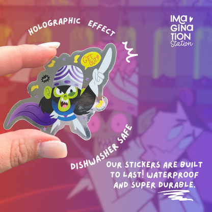 Mojo Jojo Powerpuff Sticker | Mirror Glossy Villain Decal | Retro Cartoon Vinyl | 90s Nostalgic Fan Art