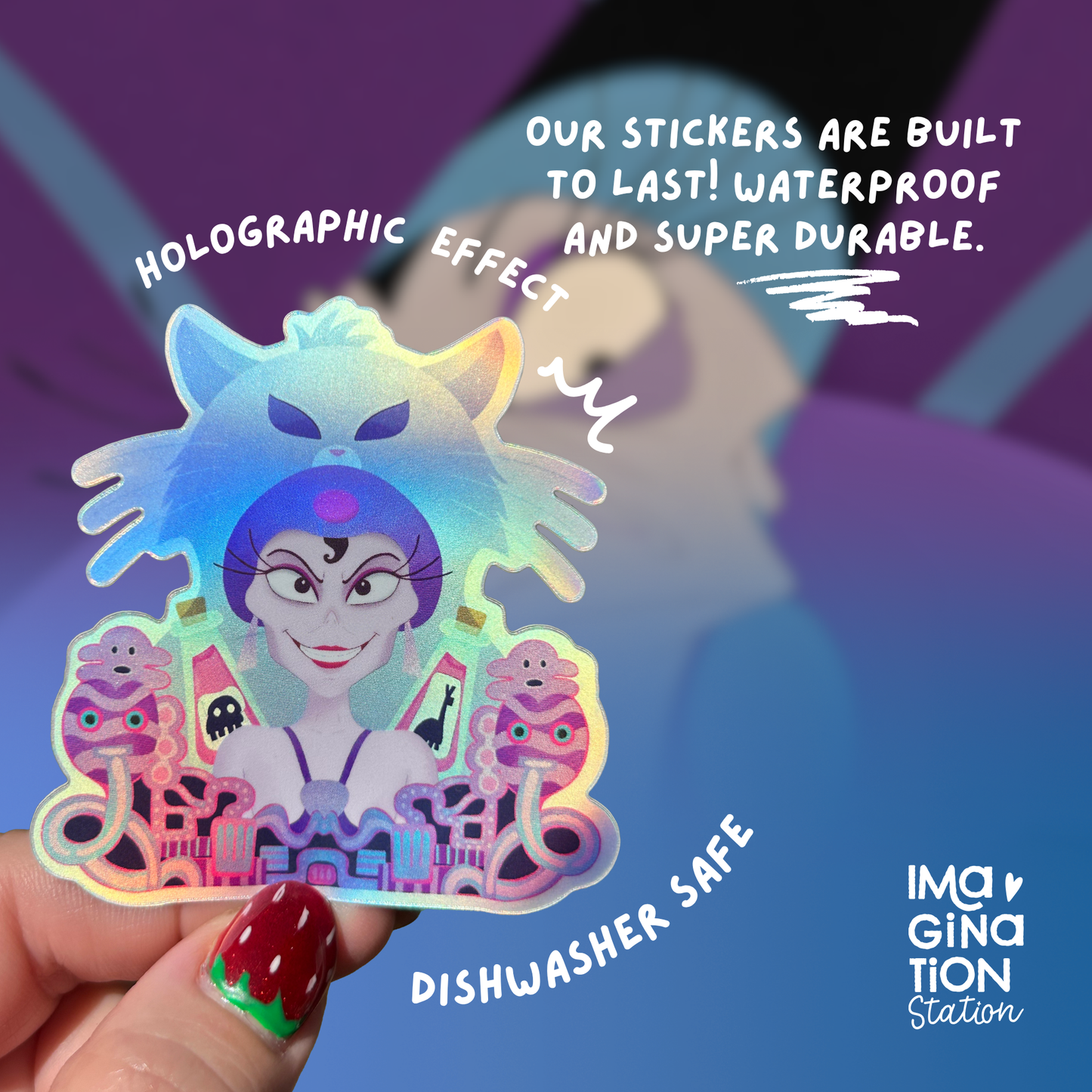 Yzma Emperor’s New Groove Sticker | Holographic Matte Disney Villain Decal | Funny Cartoon Vinyl | Laptop Water Bottle Decor