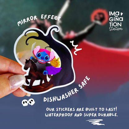 Halloween Stitch Mirror Effect Sticker - Spooky Reflective Decal