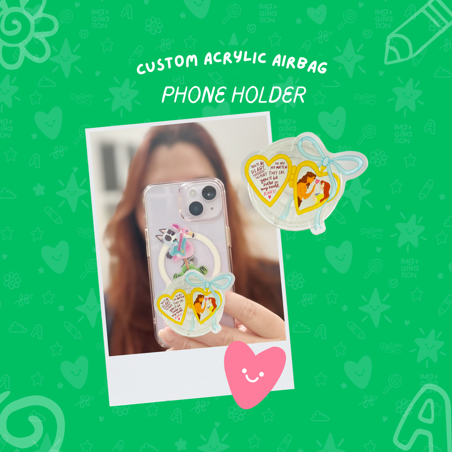 Tarzan & Jane Heart-Shaped Clear Costume Airbag PopSocket - Disney Inspired Phone Grip
