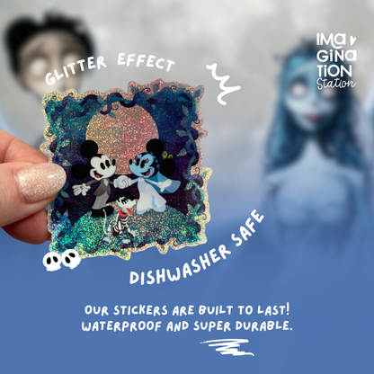 Mickey Minnie Corpse Bride Sticker | Tim Burton Disney Gothic Crossover Vinyl Decal