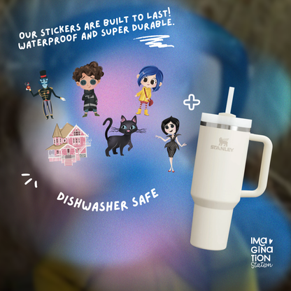 Coraline Custom Tumbler 40oz - Glow in the Dark Vinyl Sticker Set