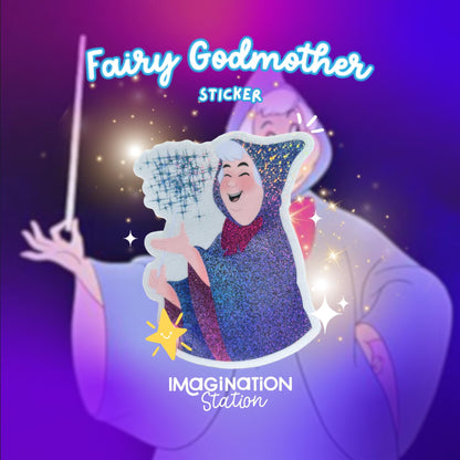 Fairy Godmother Sticker, Cinderella Vinyl Decal, Pixie Dust Glossy Waterproof Sticker, Magical Disney Sticker