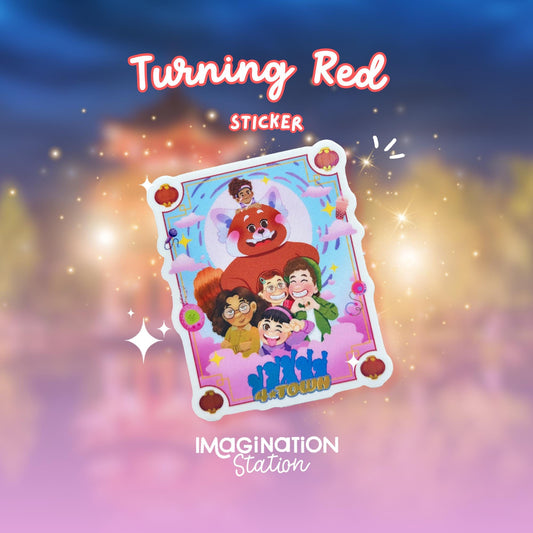 Turning Red Holographic Sticker – Waterproof Disney Red Panda 4*Town Vinyl Decal for Laptop, Water Bottle, Journal