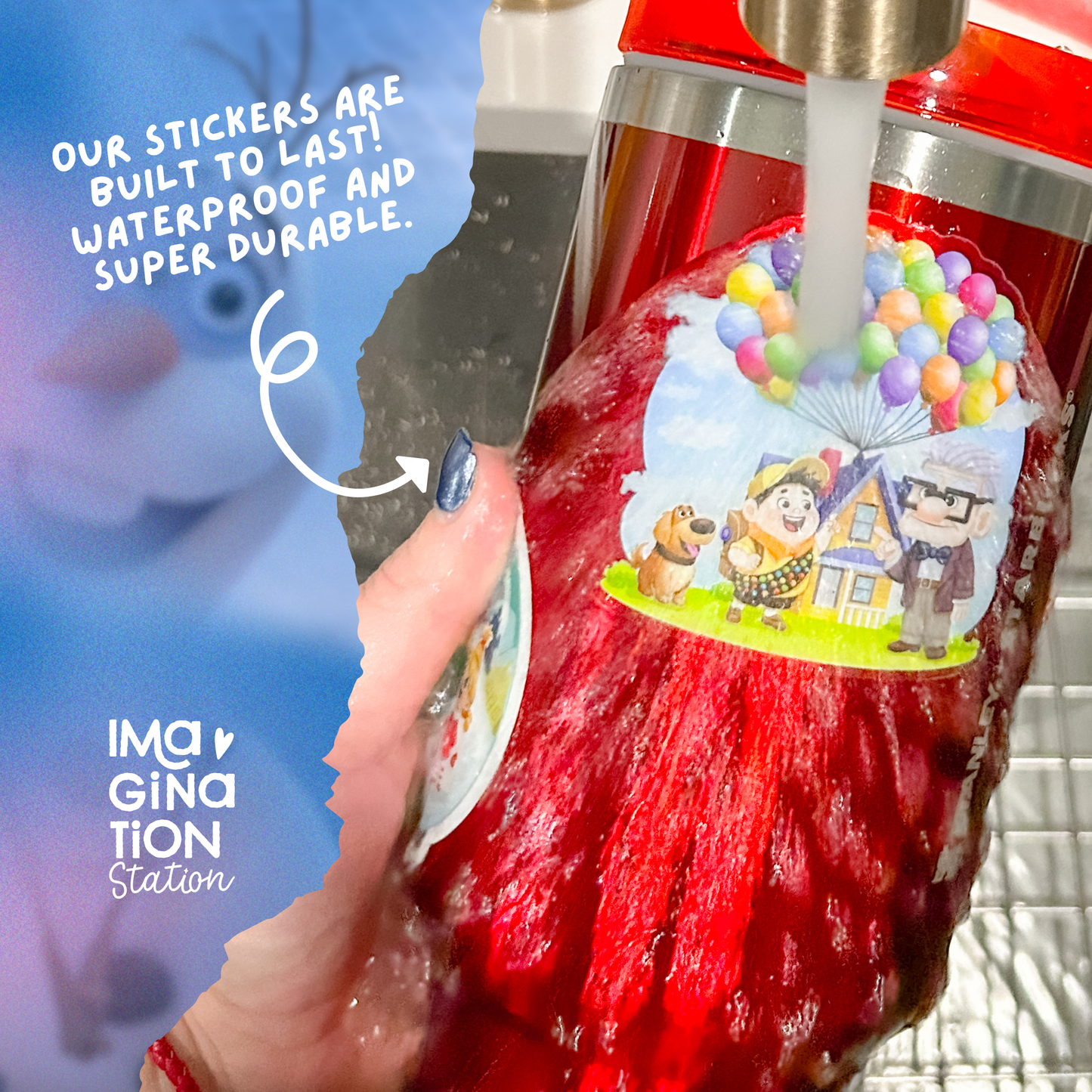 Olaf and Sven Sticker - Waterproof Glitter Glossy Effect