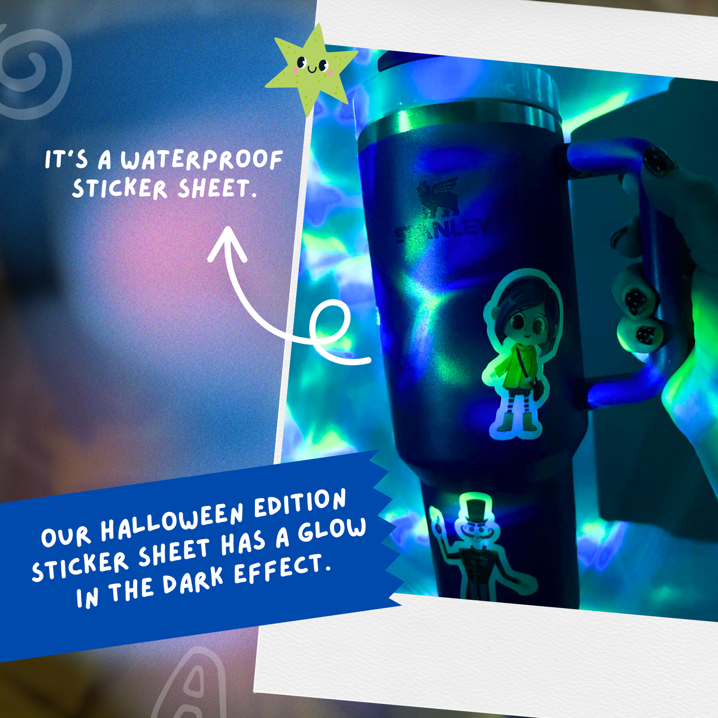 Coraline Custom Tumbler 40oz - Glow in the Dark Vinyl Sticker Set