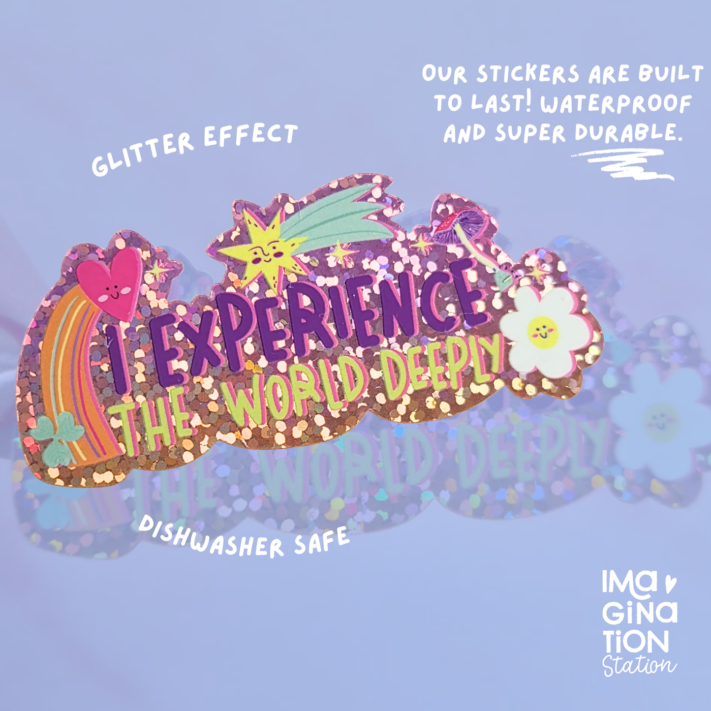 Custom Cute Inspirational Quote Sticker - Waterproof Glitter Glossy Effect