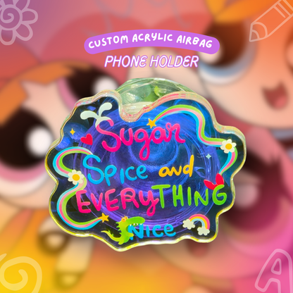 PowerPuff Girls Quote Holographic Phone Holder - Acrylic Stand