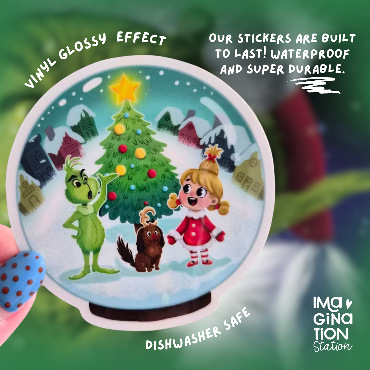 Grinch and Cindy Lou Who - Waterproof Glossy Effect Sticker