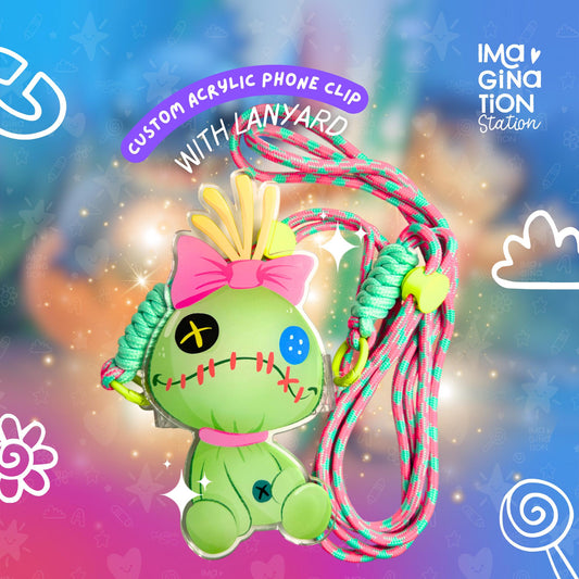 Scrump-Inspired Phone Clip with Lanyard – Cute Acrylic Disney Stitch Accessory