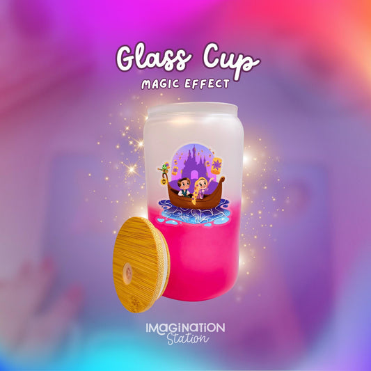 Frosted Color Changing Glass Cup – Magic Tumbler with Sticker