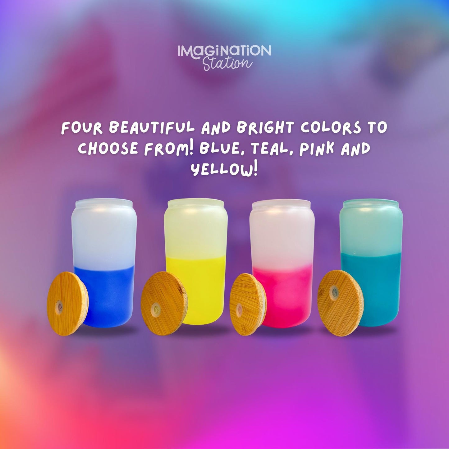 Frosted Color Changing Glass Cup – Magic Tumbler with Sticker