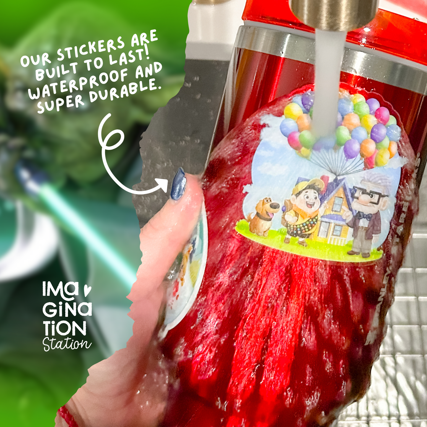 Yoda and Luke Skywalker Sticker - Waterproof Holographic Glossy