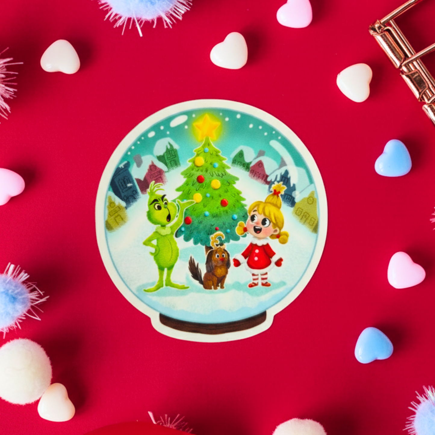 Grinch and Cindy Lou Who - Waterproof Glossy Effect Sticker