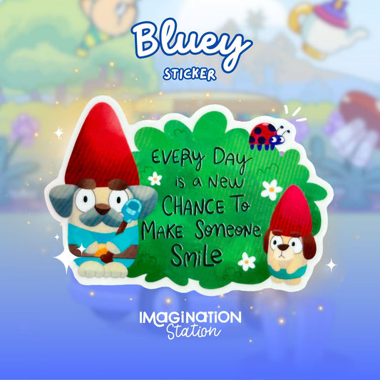 Bluey Gnomes Waterproof Transparent Glossy Vinyl Sticker – Kindness Quote