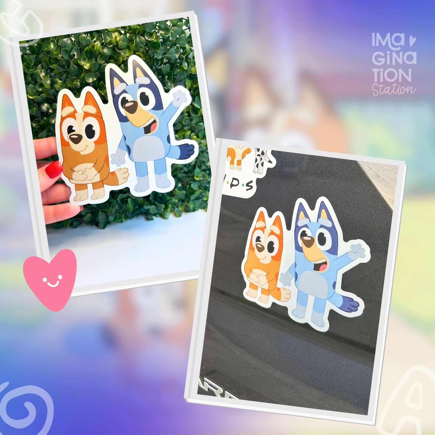 Bluey Fun Pack - 4 Stickers + Car Magnet Bundle
