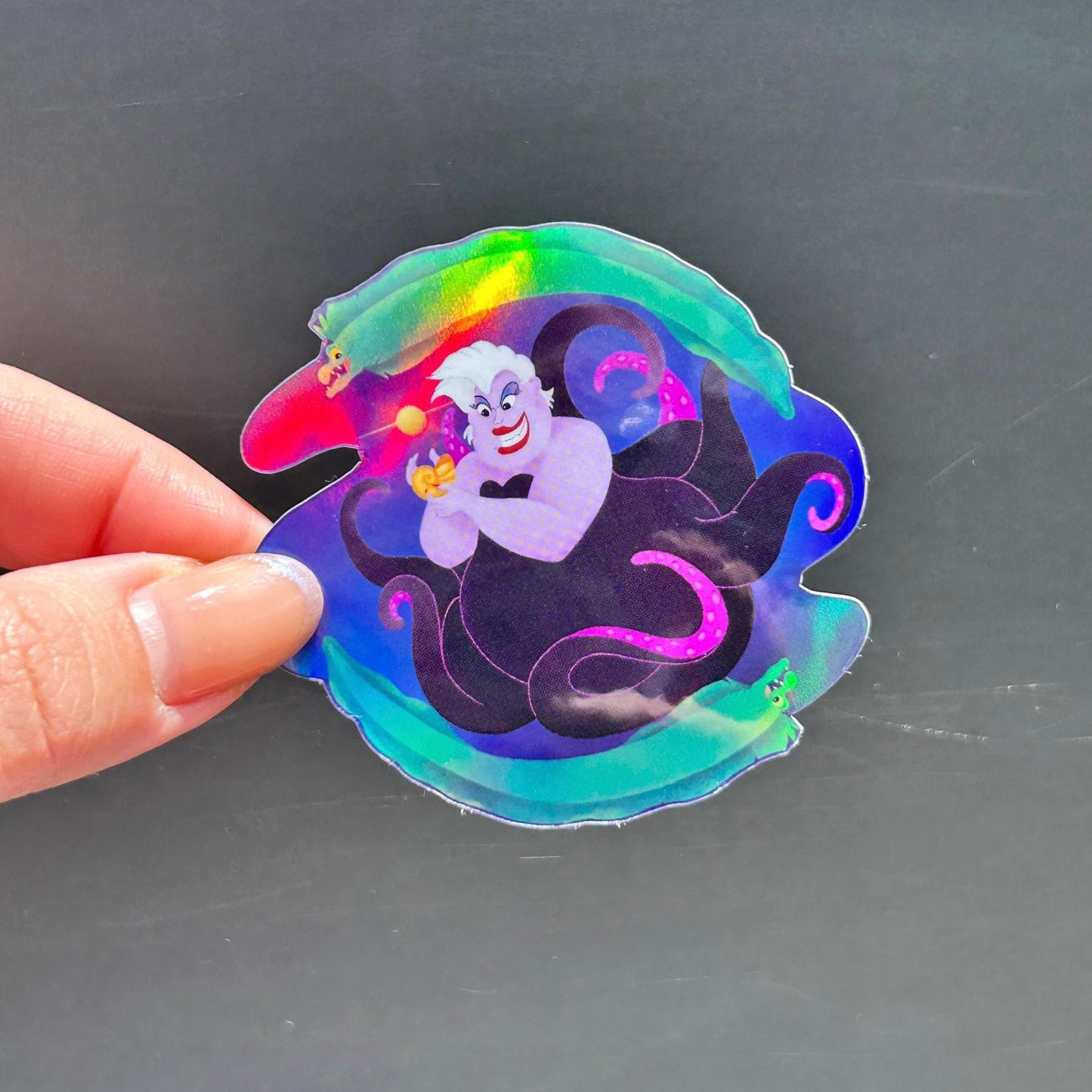 Ursula Villain Sticker, Holographic Glossy Vinyl, Disney Villains Decal, Waterproof Laptop Sticker