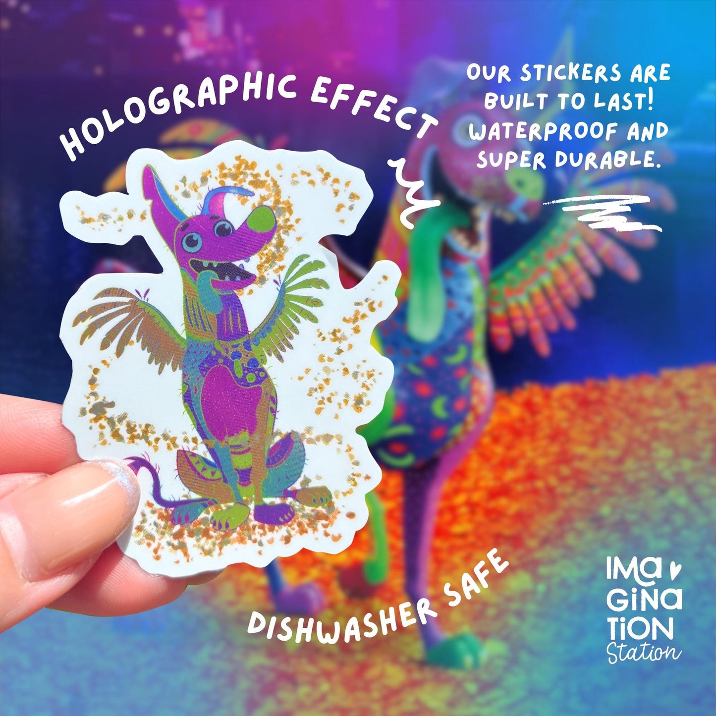 Dante from Coco Holographic Sticker – Alebrije Magic with Sparkle!