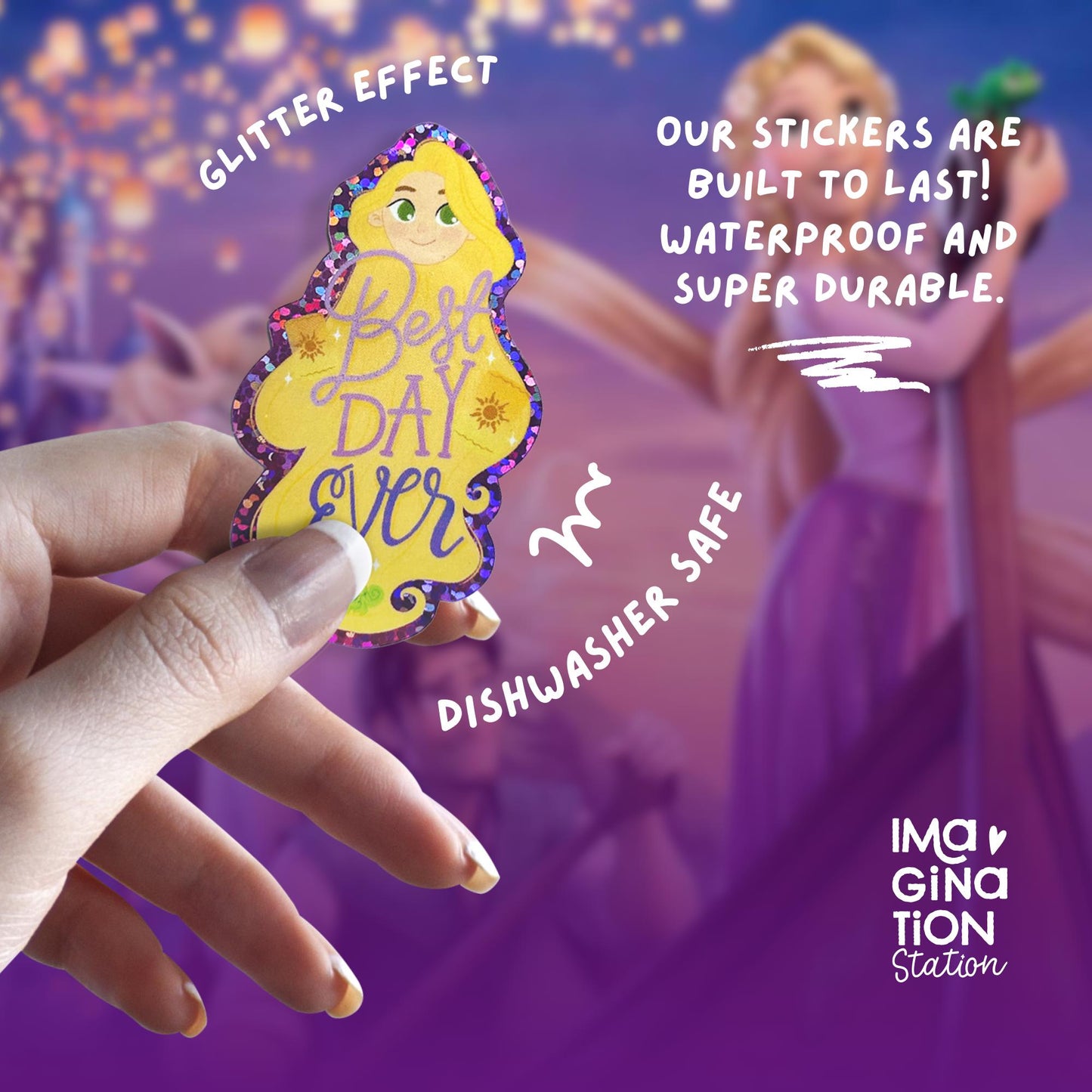Tangled Best Day Ever Sticker for Planner Journal Decor Disney Rapunzel Quote Design Vinyl Laptop Decal Water Bottle Scrapbook Movie Gift