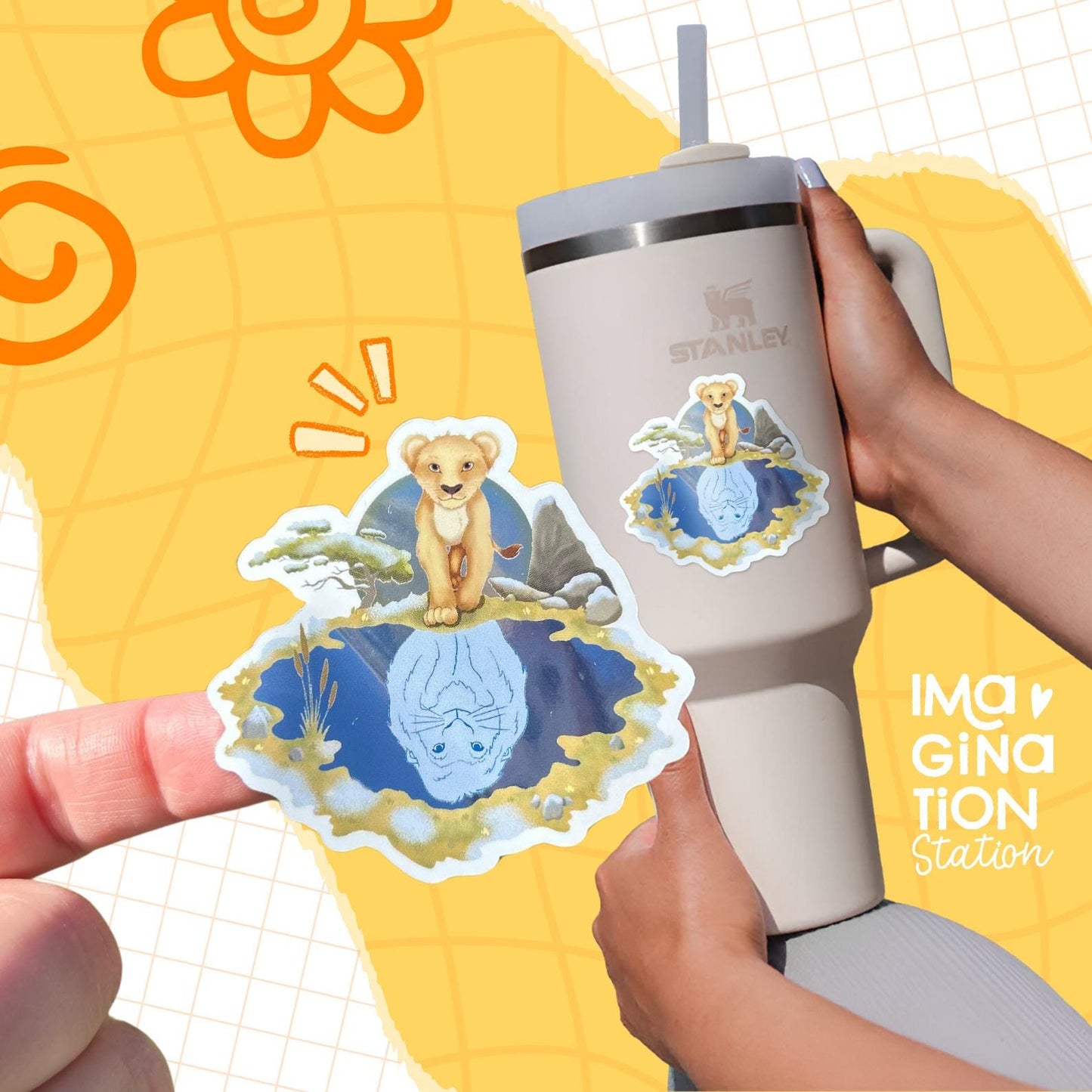 Mufasa Mirror Vinyl Sticker – Waterproof Reflective Disney Lion King Decal for Tumblers, Laptops, Cars