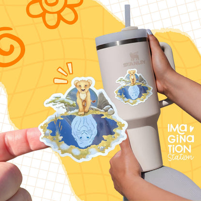 Mufasa Mirror Vinyl Sticker – Waterproof Reflective Disney Lion King Decal for Tumblers, Laptops, Cars