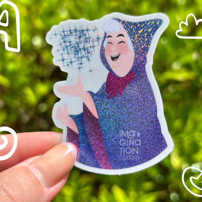 Fairy Godmother Sticker, Cinderella Vinyl Decal, Pixie Dust Glossy Waterproof Sticker, Magical Disney Sticker