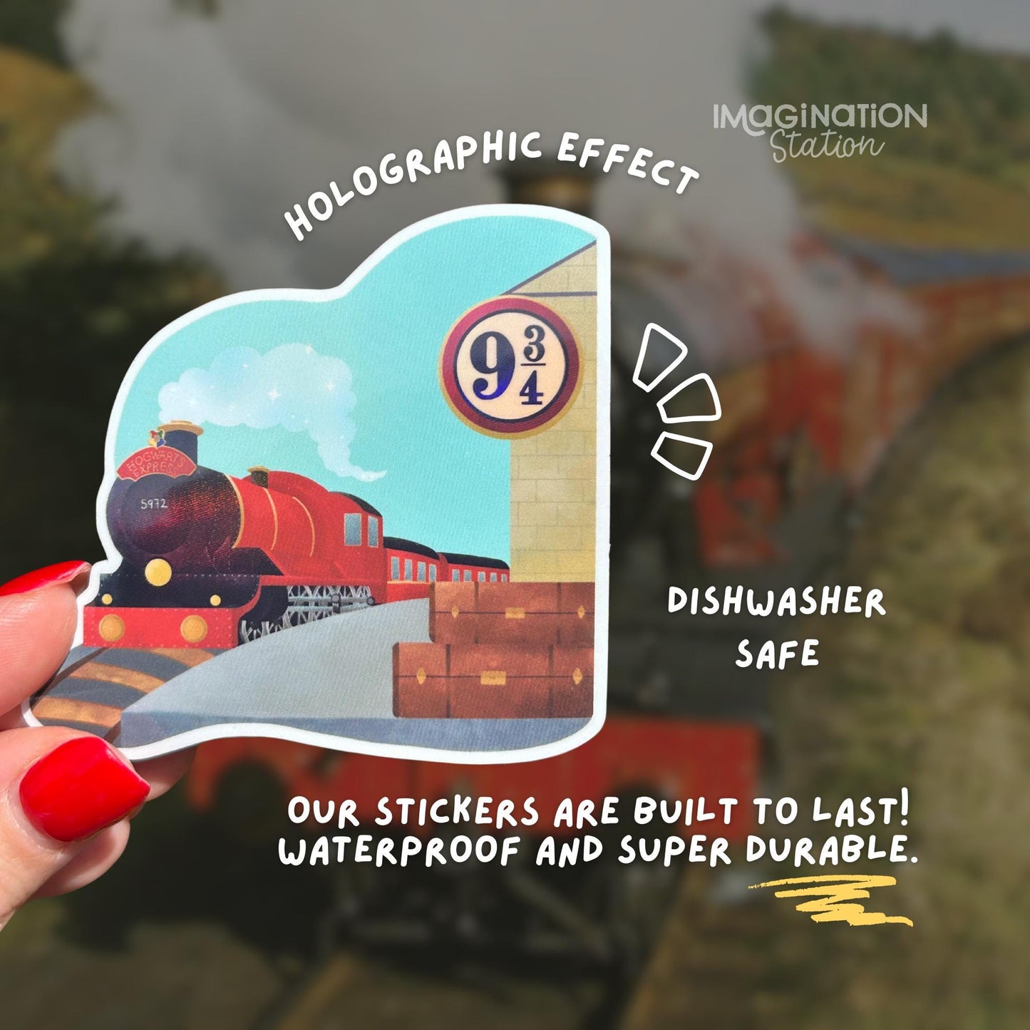 Hogwarts Express Sticker – Waterproof Holographic Glossy Vinyl Decal, Wizarding World Train, Harry Potter Fan Gift