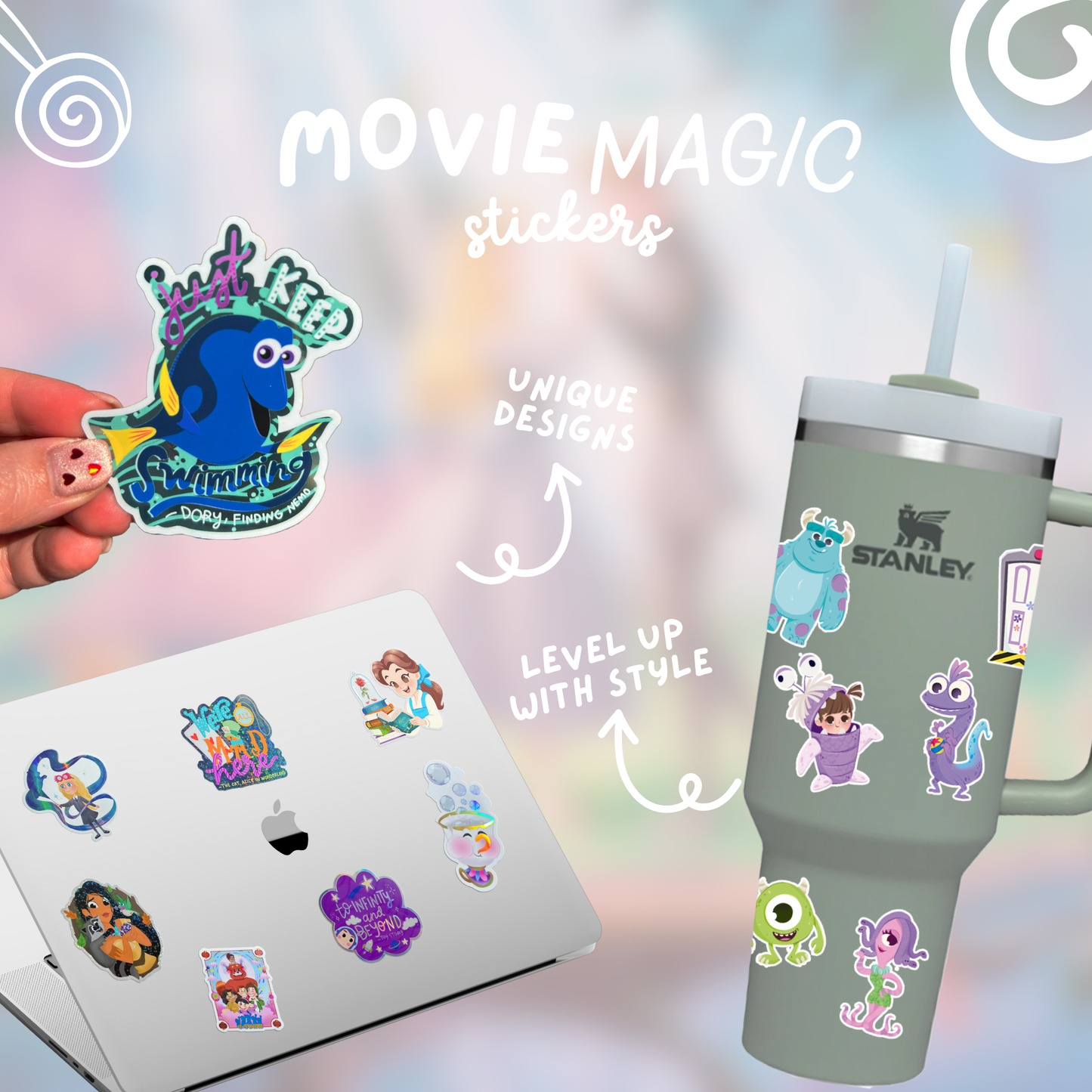 Sleeping Beauty Sticker Sheet - Waterproof Clear Glossy Effect