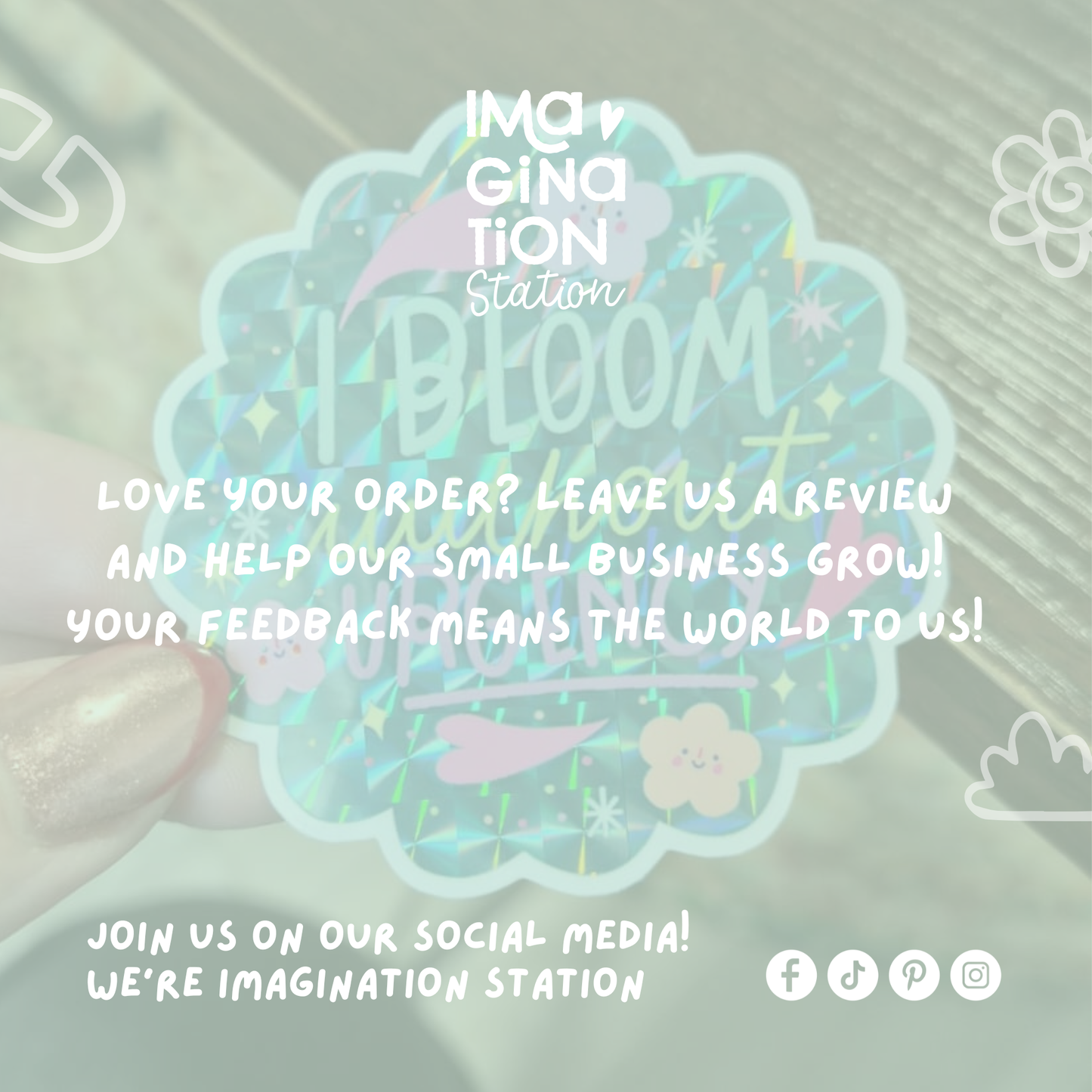 Custom Cute Inspirational Quote Sticker - Waterproof Prismatic Glossy Effect