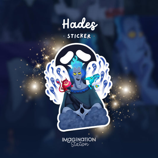 Hades Glitter Vinyl Sticker | Waterproof Glossy Hercules Decal | 2.4”x3” Disney Villain Sticker for Laptop, Bottle, Journal, and More