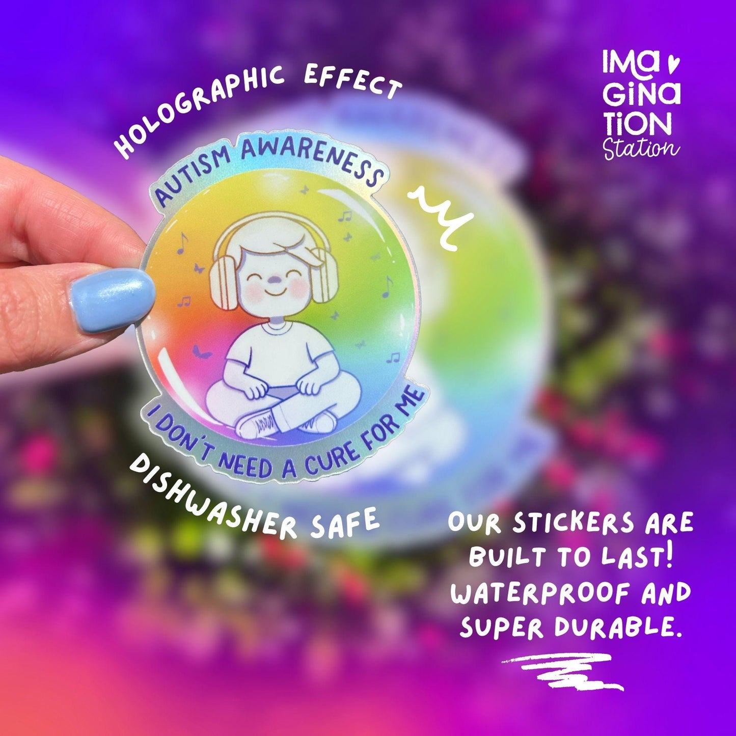 Autism Awareness Quote Sticker for Laptop Water Bottle Decor Holographic Matte Vinyl Neurodivergent Pride Decal Empowerment Gift Idea