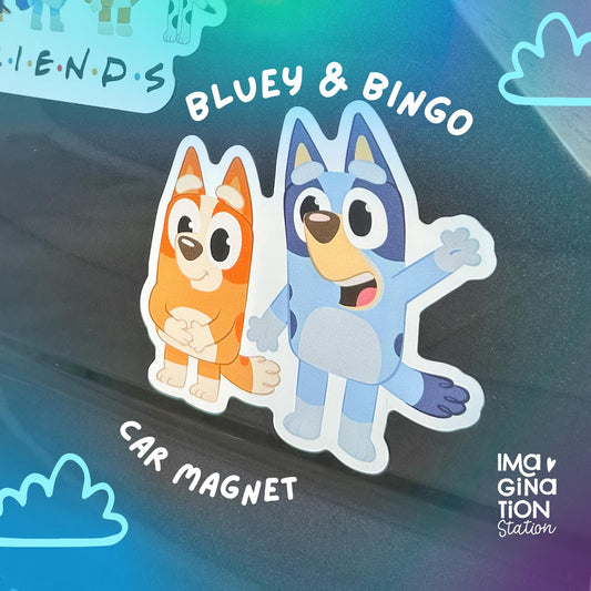 Bluey & Bingo Car Magnet – Die-Cut Design