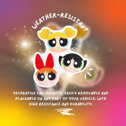 Powerpuff Girls Car Magnet – Fun & Colorful Die-Cut Design