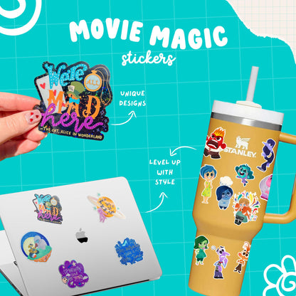 Mickey & Minnie Gondola Ride Sticker – Clear Waterproof Vinyl – Romantic Disney Castle Fireworks Decal
