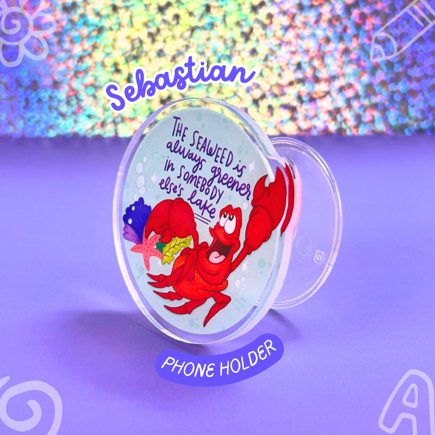 Sebastian The Little Mermaid Costume Airbag PopSocket - Disney Crab Phone Grip