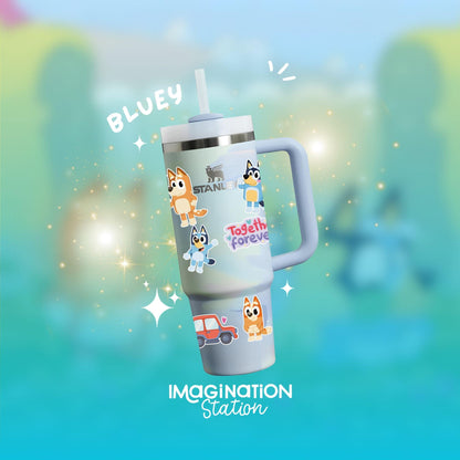 Personalized Bluey Tumbler Cup with Straw | Custom Kids Tumbler | Waterproof Tumbler Cup Gift