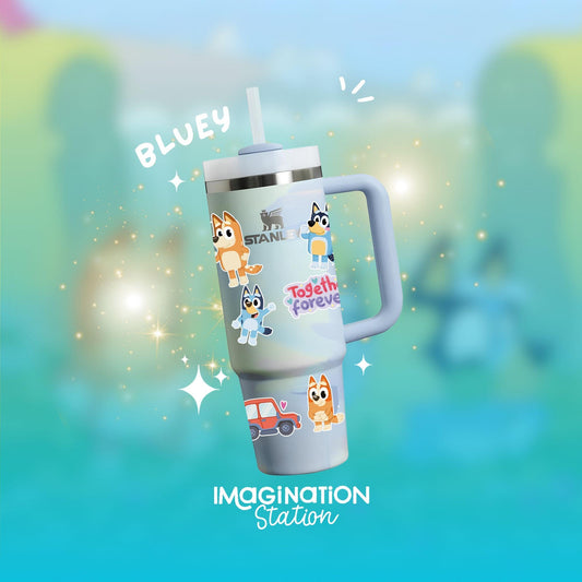 Personalized Bluey Tumbler Cup with Straw | Custom Kids Tumbler | Waterproof Tumbler Cup Gift