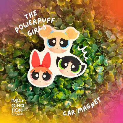 Powerpuff Girls Car Magnet – Fun & Colorful Die-Cut Design