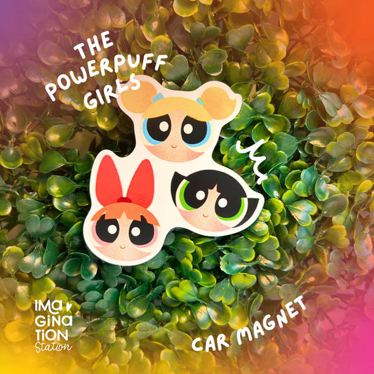 Powerpuff Girls Car Magnet – Fun & Colorful Die-Cut Design