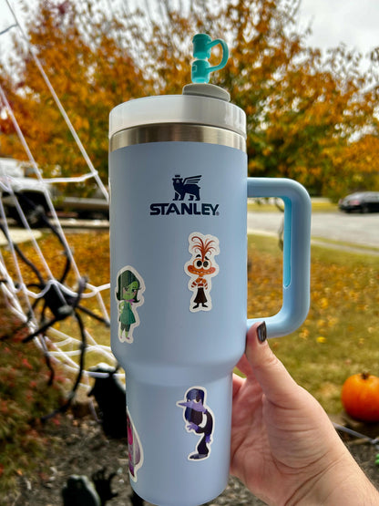Inside Out 2 Stanley Cup 40oz Tumbler with DIY Vinyl Sticker Set – Personalized Disney Pixar Emotional Drinkware