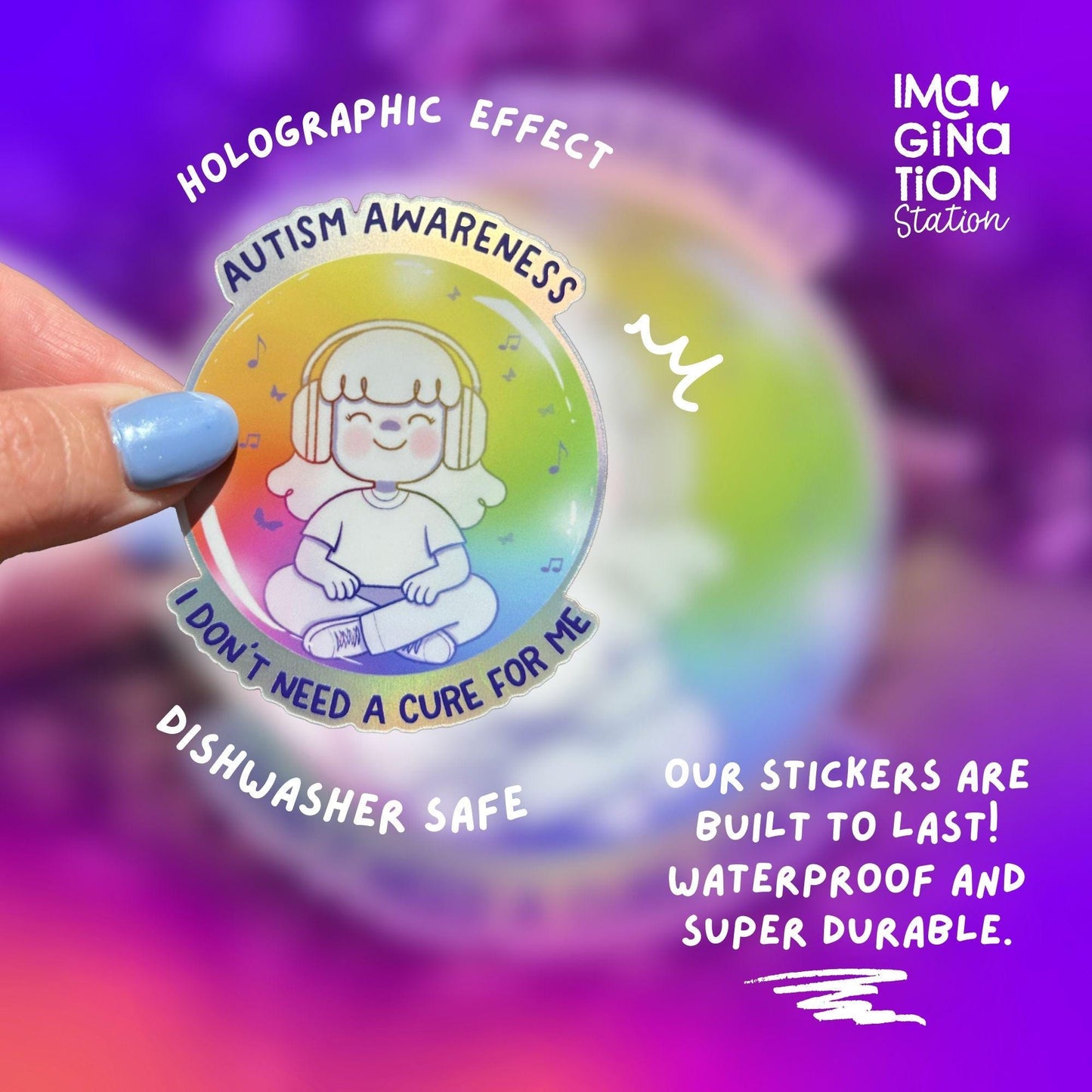 Autism Awareness Quote Sticker for Laptop Water Bottle Decor Holographic Matte Vinyl Neurodivergent Pride Decal Empowerment Gift Idea