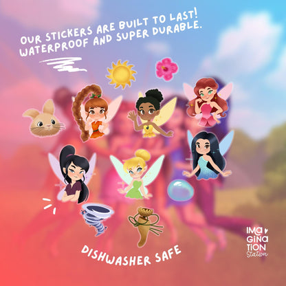 Tinkerbell Tumbler Sticker Set for 40oz Cup Decor Waterproof Vinyl Fairy Decal Gift Bundle with Straw Disney Pixie Dust for