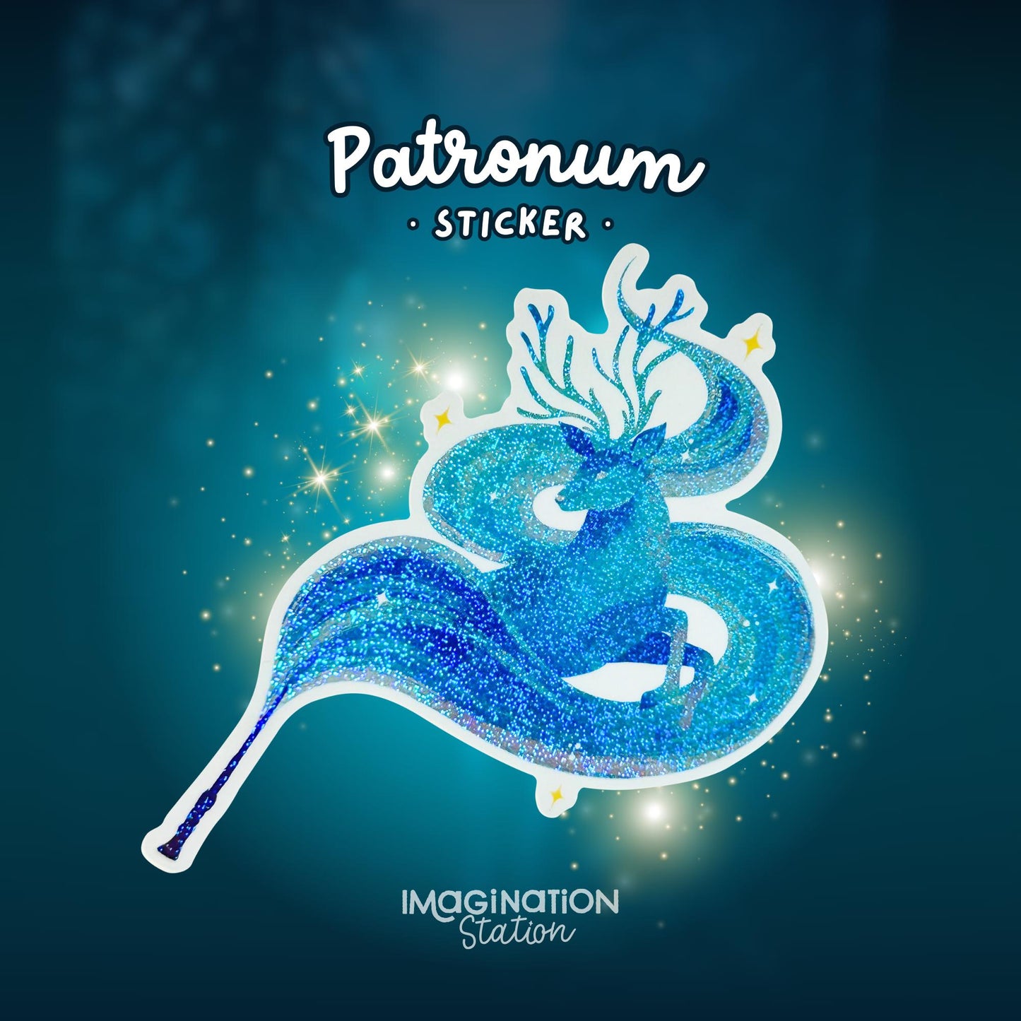 Expecto Patronum Sticker, Harry Potter Waterproof Pixie Dust Glossy Vinyl Decal, Laptop Water Bottle Car Window Sticker